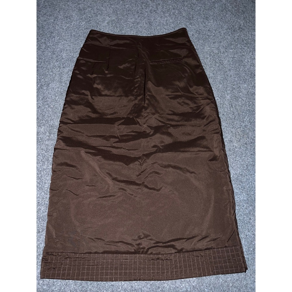 Classe Brown Midi Skirt Size 88 Polyester Blend Straight Pencil Silhouette